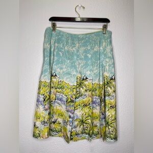 Danna buchman Tropical Hawaiian Print Aline Linen & Silk
Blend Skirt size 12